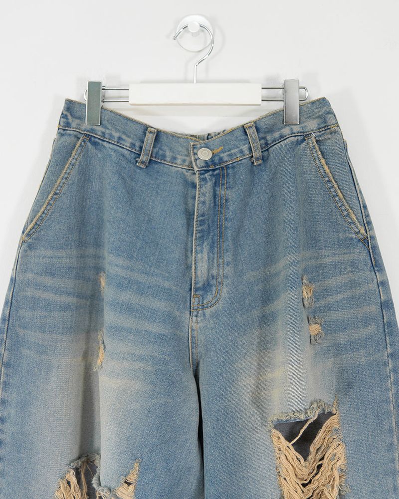 Damage Washing Denim Pants