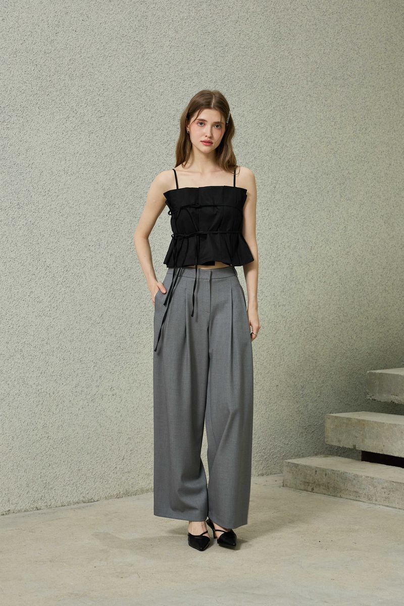 TOMO WIDE SLACKS / CHARCOAL