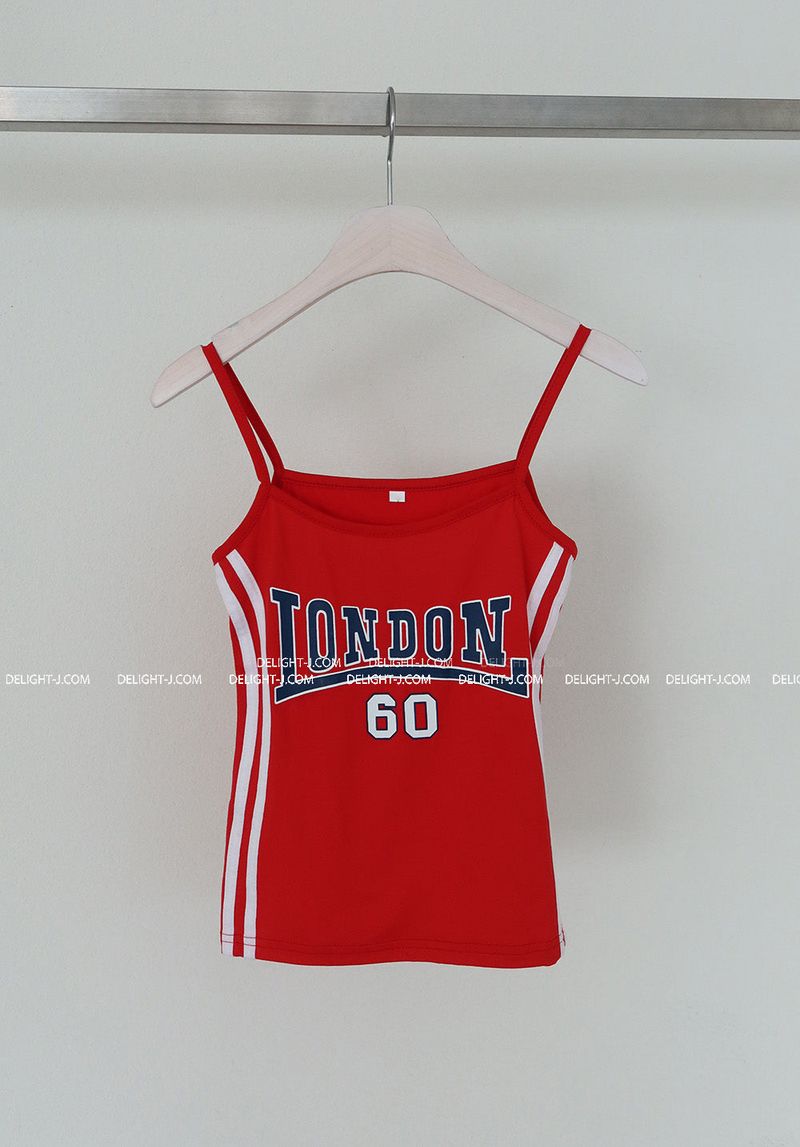 Sporty lettering track strap sleeveless