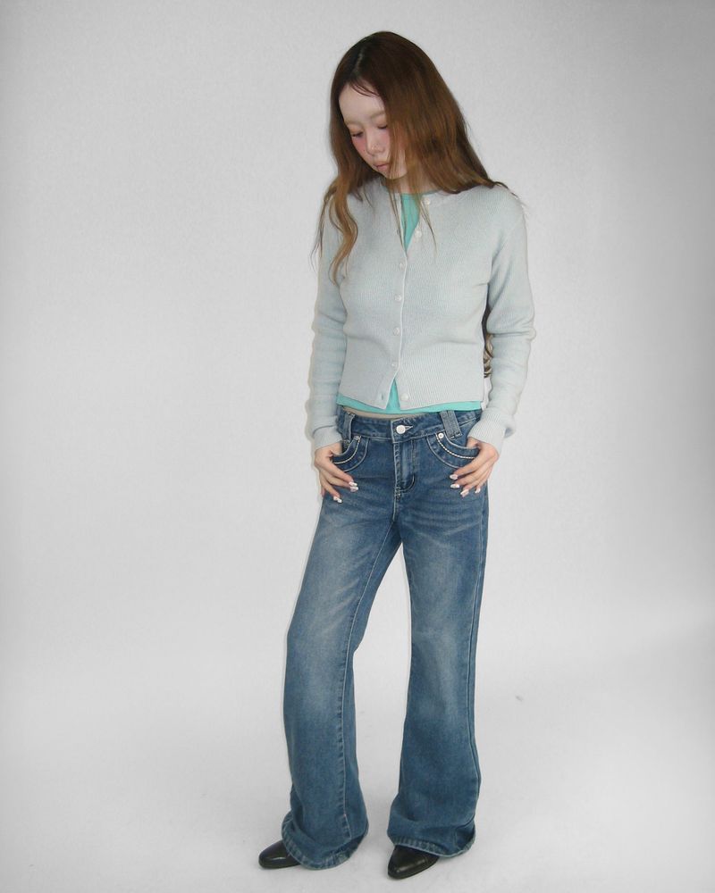 STITCH BOOTCUT DENIM PANTS