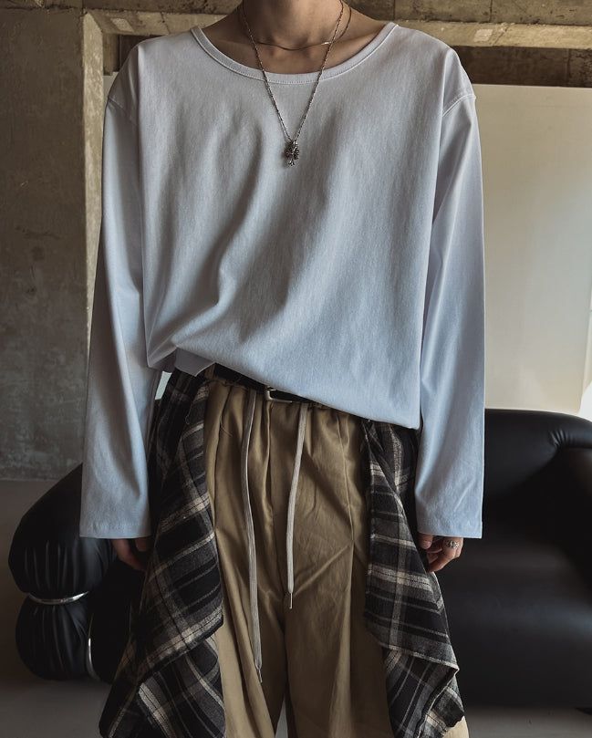 Neutral Basic U-Neck Long Sleeve T-Shirt