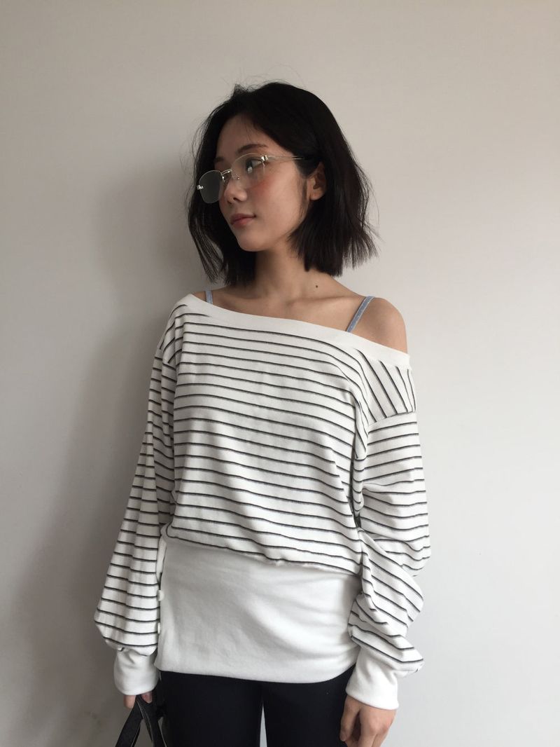 Denti Stripe Button Long Sleeve (2color)