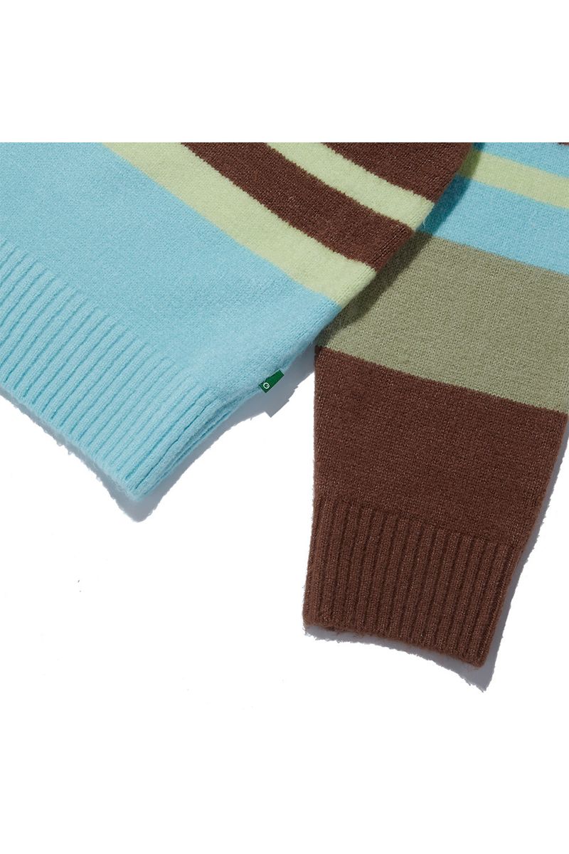 Bear Patch Multi Stripe Knit_Olive Green