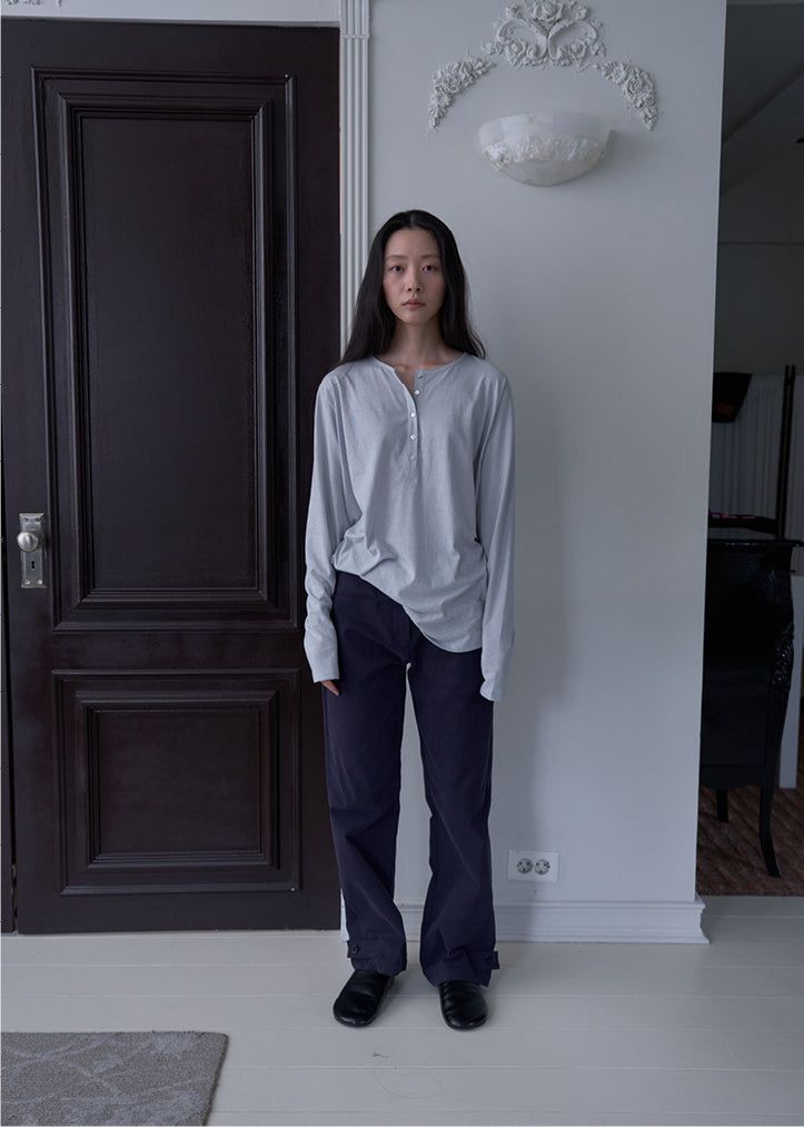 Malissa Straight Cotton Pants (Navy)
