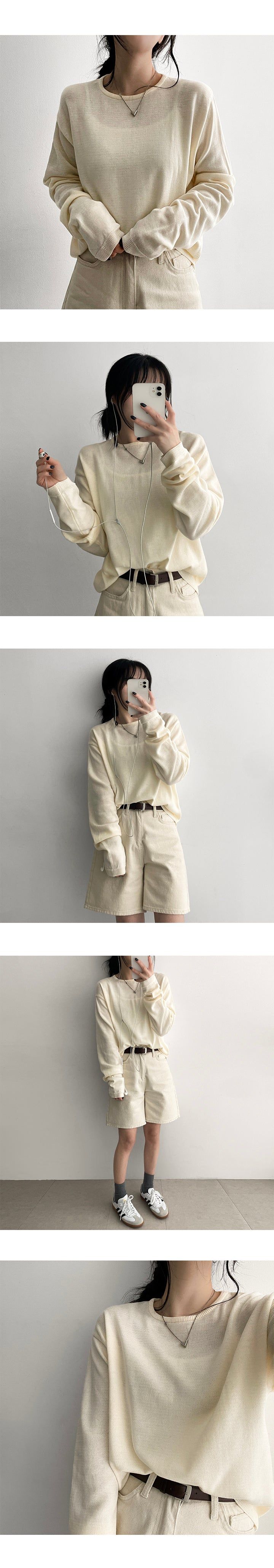 Streaming Basic Long-Sleeved Round Knitwear