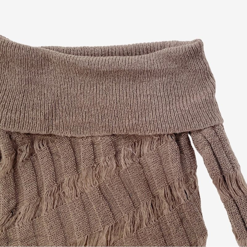 [NONCODE] Rumble Off-Shoulder Unbalanced Knitwear