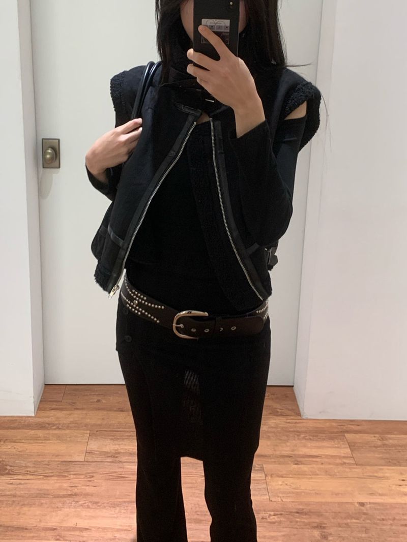 Sway Unbalanced Wrap Button Ribbed Bootcut Pants