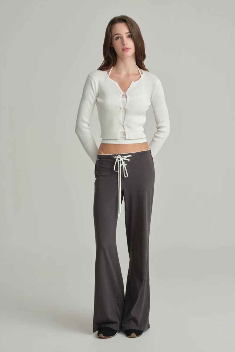 Ivy lace-up pants, Charcoal