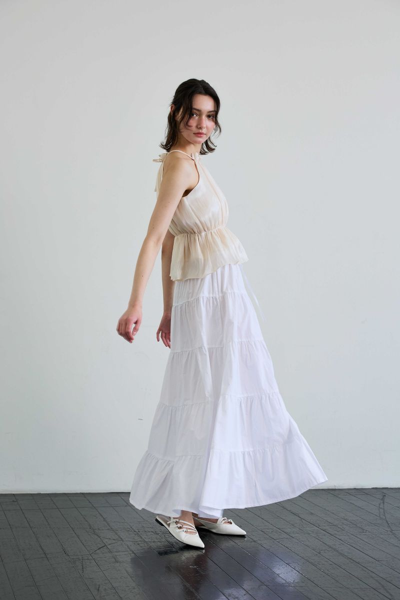PEARL HALTERNECK TOP / IVORY