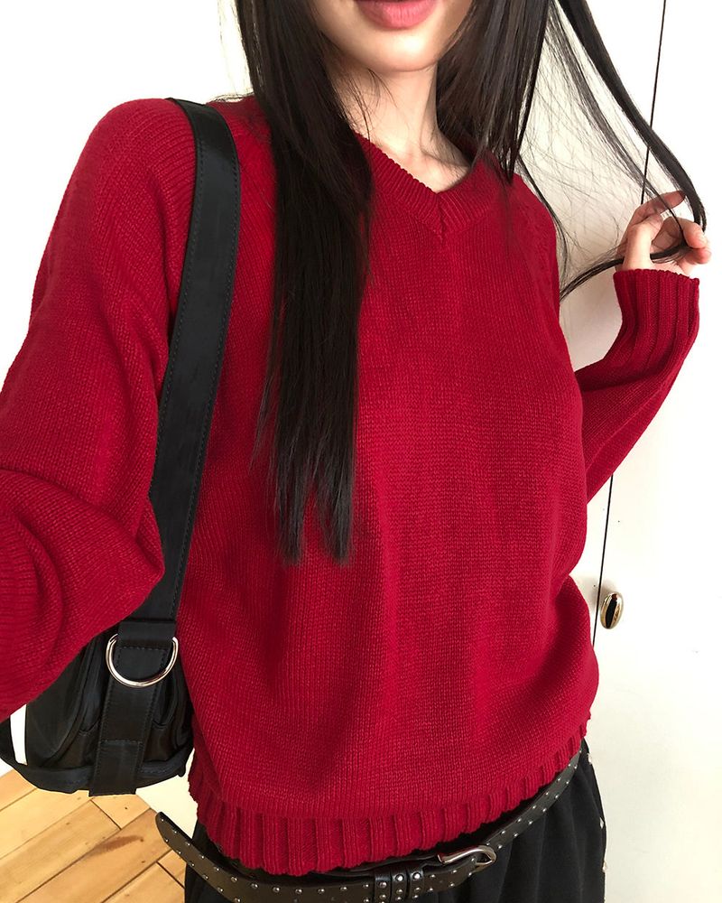 WONDER WONDER（ワンダーワンダー）の「シュスベーシックVネックルーズフィットロングスリーブニット（トップス）」
