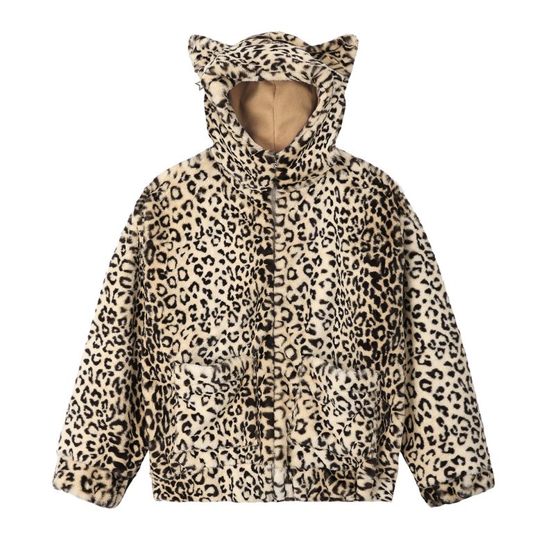 Cat Ear Fur jacket - LEOPARD