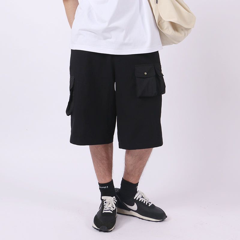 RELABEL Black Work Shorts with Multiple Pockets