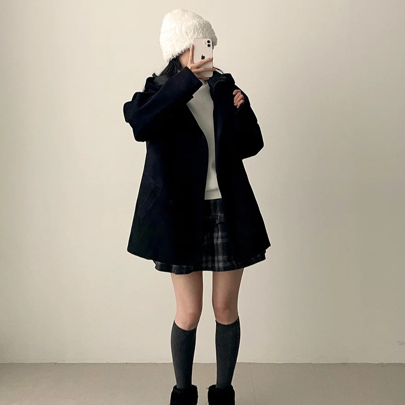 Elt 2-Layer Check Flared Banding Miniskirt