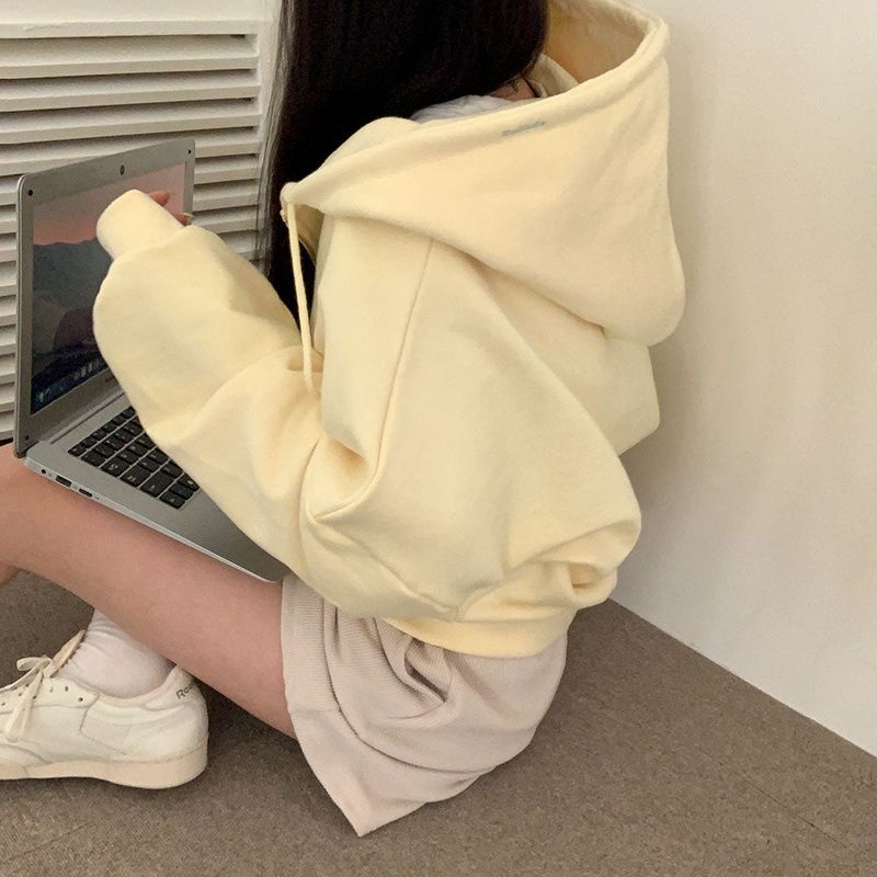 [BELLIDE MADE] Spring version, embroidered two-way cropped zip-up hoodie