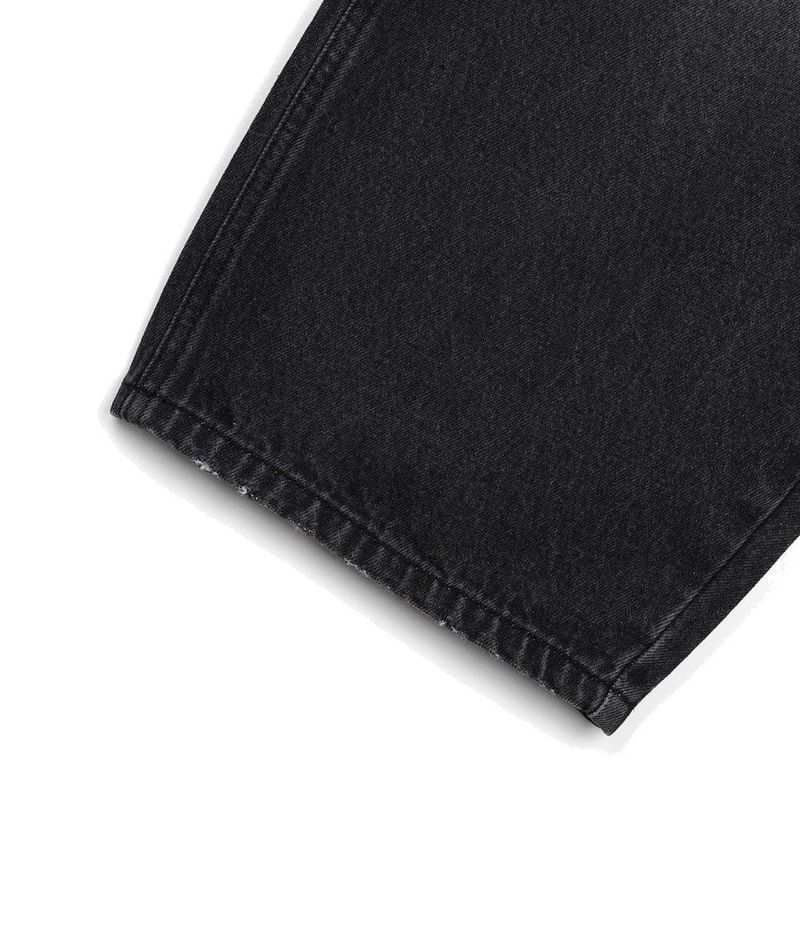 Distressed Curved Denim Pants - Black