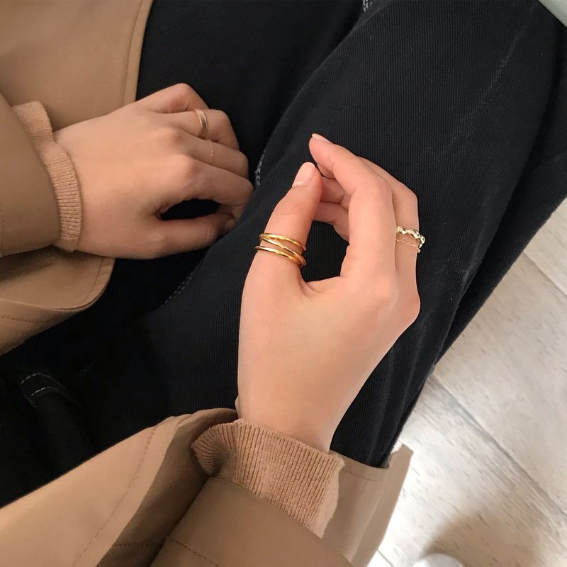 [Silver925] oar Gold Round Rice Ring (18k gold plated)