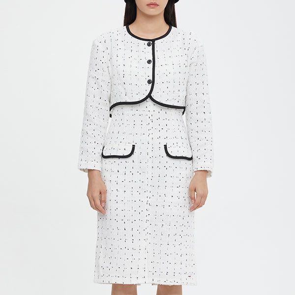 ROMANTIC CROWN(ロマンティッククラウン)の「PURE TWEED DRESS_WHITE(Dresses)」