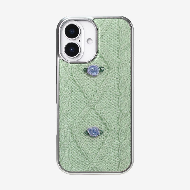 RIBBON ROSE KNIT EPOXY CASE _ MINT