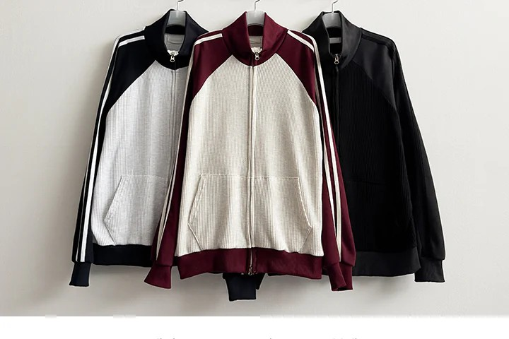 Waffle Two Tone Mix Nagrang Track Zip-Up