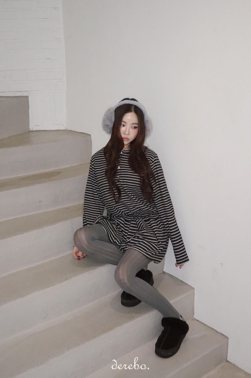 wool fleece stripe strap pumpkin dress