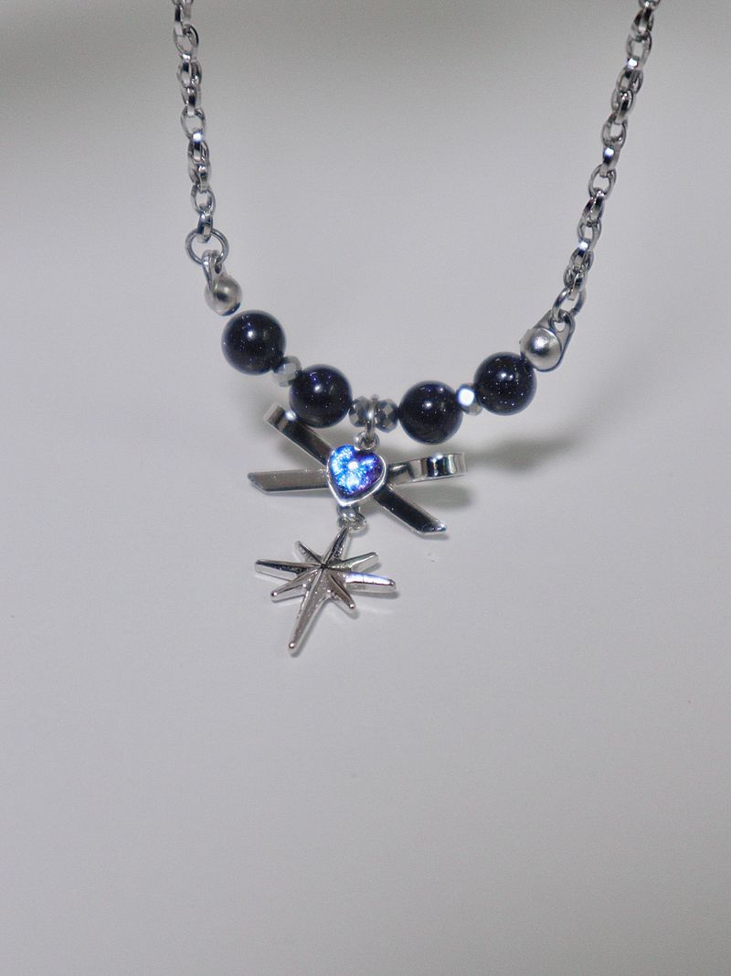 purple starlight heart ribbon necklace