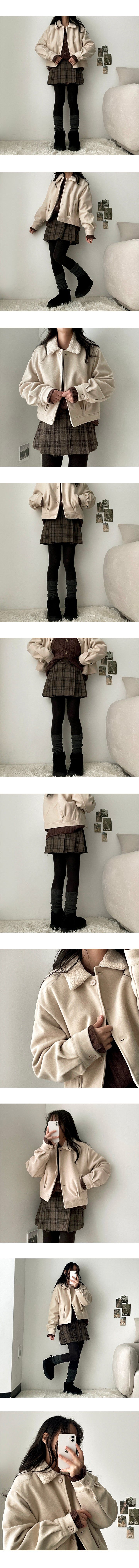 Dura wool collar abut woolen quilted short coat jacket