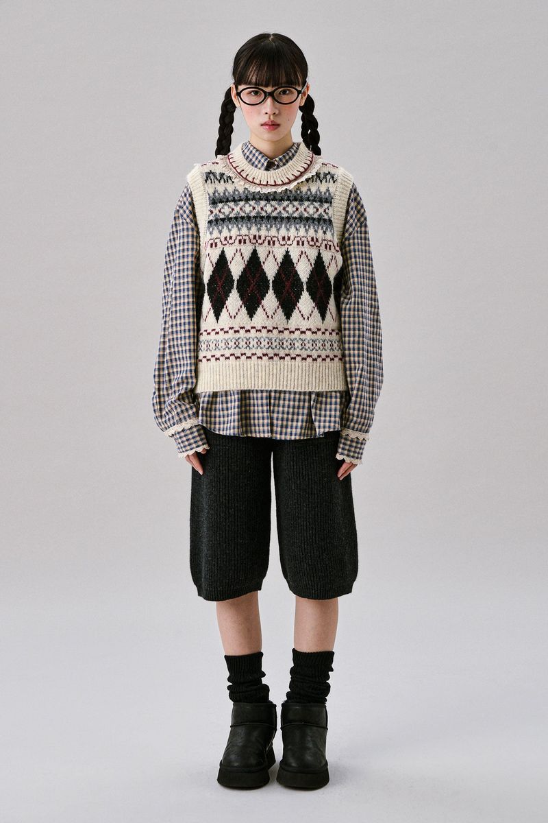 Argyle Lace Vest [Ivory]