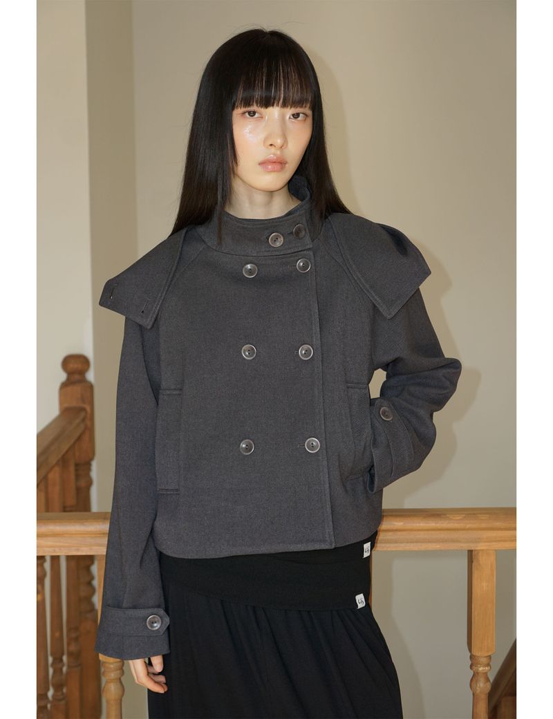 SOFT HOODED COAT(CHARCOAL)