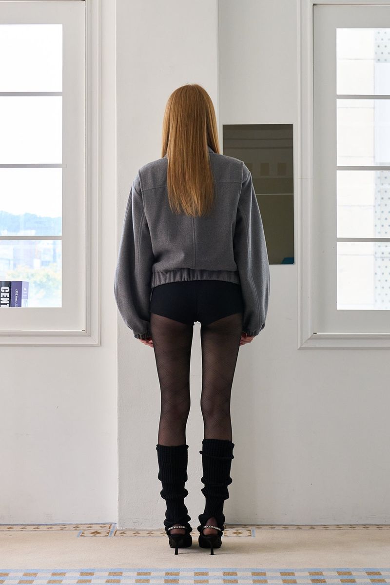TWO WAY ZIP-UP CROP BLOUSON GRAY