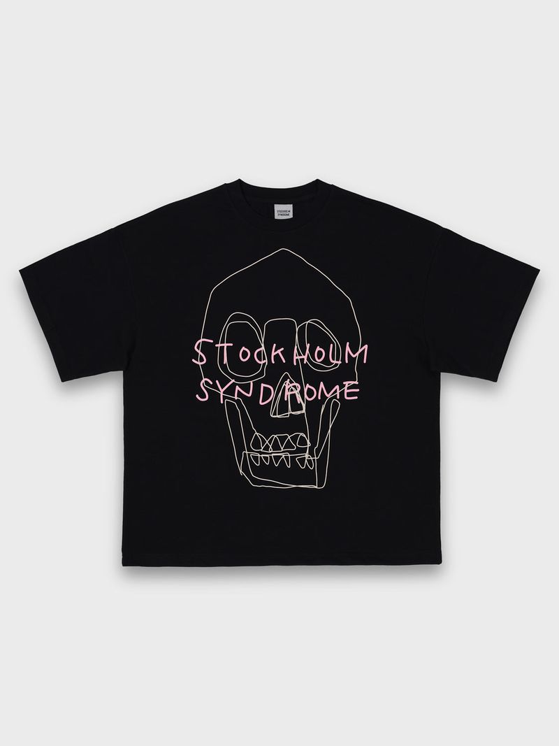 stockholm syndrome（ストックホルムシンドローム）の「ラインスカルTシャツ - ブラック（トップス）」