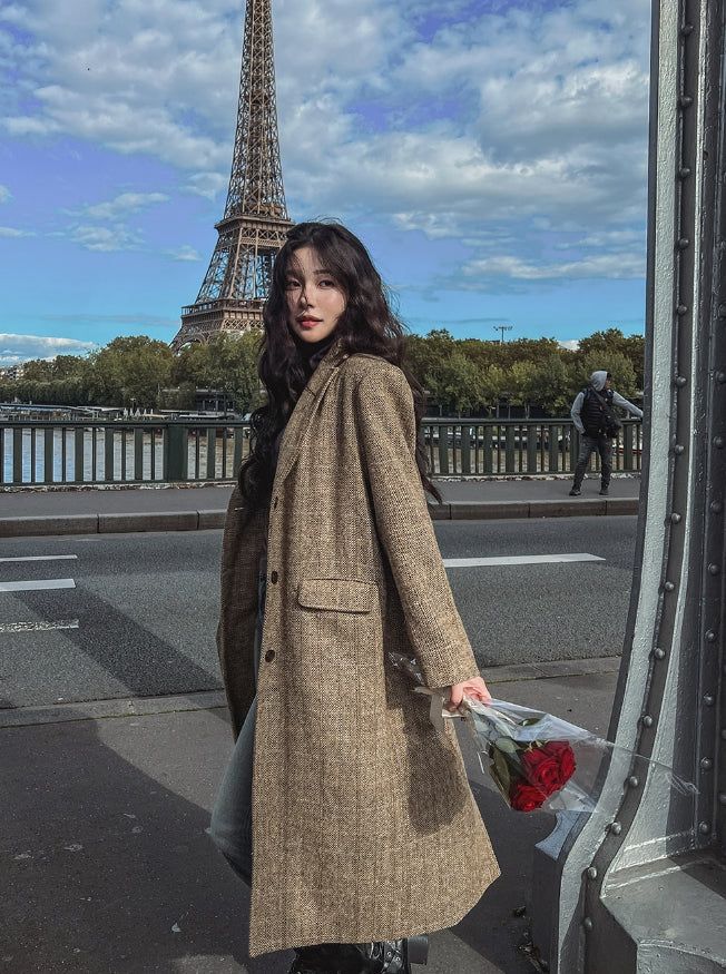 Benia Herringbone Long Coat
