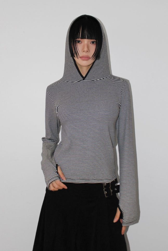 AAKE(アケ)の「EASY STRIPE HOOD LONGSLEEVE(Tops)」