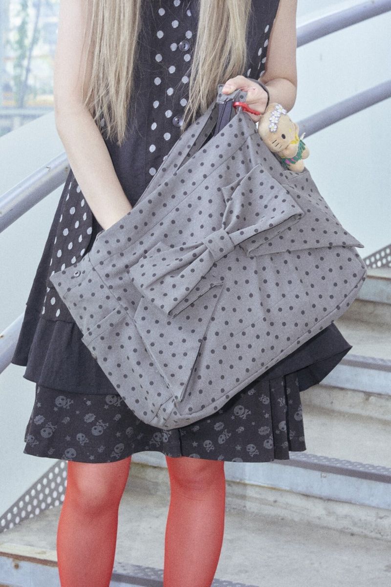 Ribbon bag (Dot-gray)