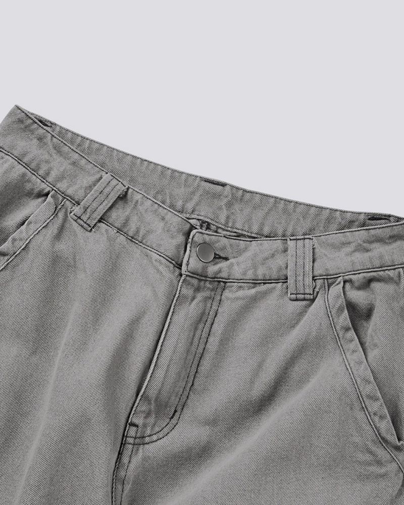 Bion Gray Wash Cargo Denim Pants