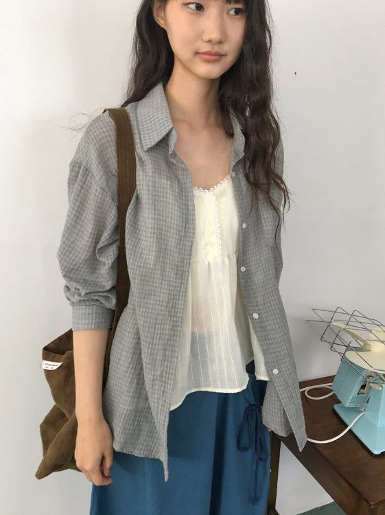 BAON（バオン）の「セルグニチェックポケット長袖シャツ（トップス）」