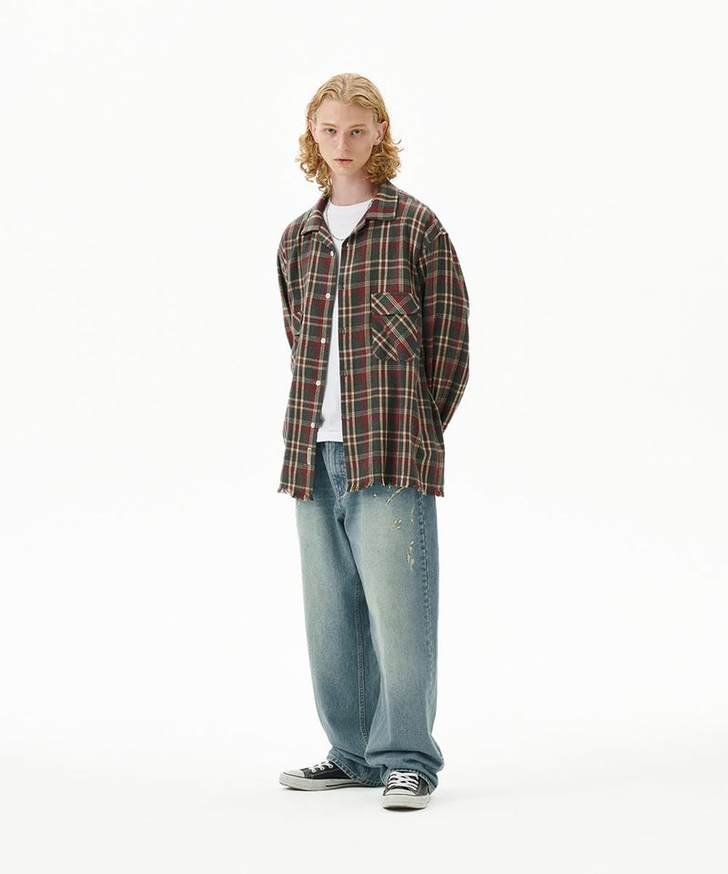 CUT OFF FLANNEL CHECK SHIRT