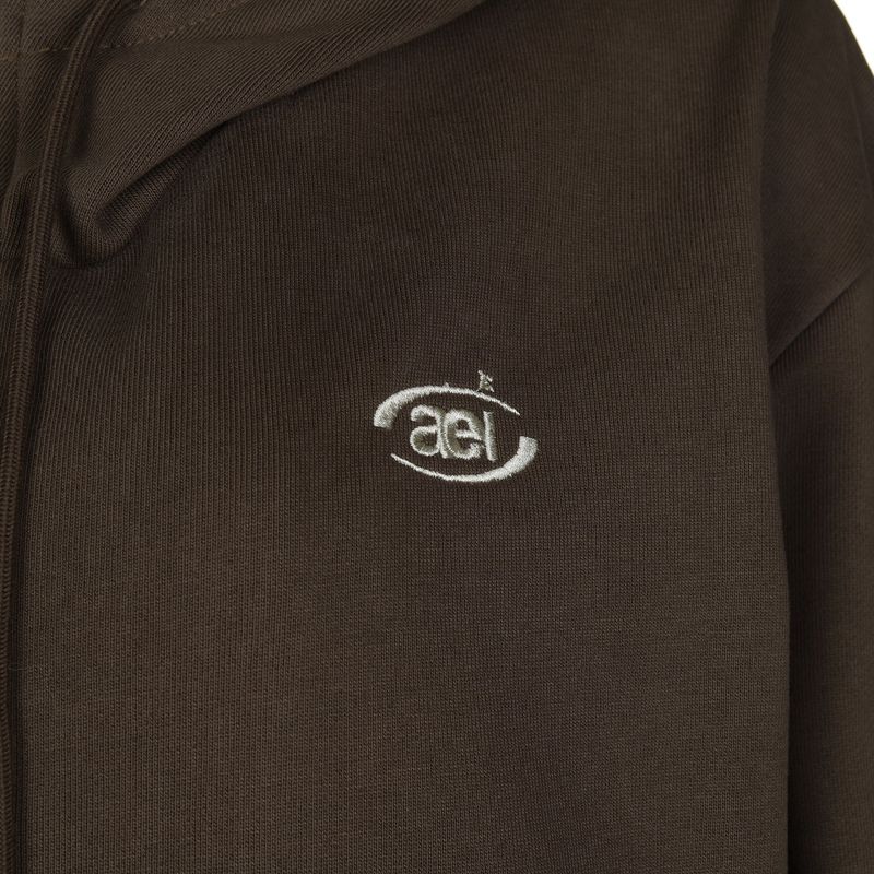 LAYERED STRING HOODIE ZIP-UP [BROWN]