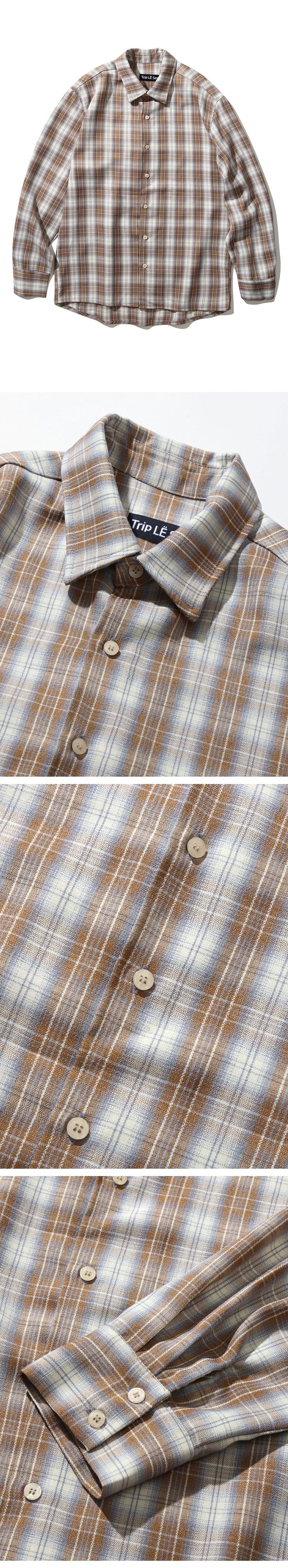 PATTERNED ETHNIC OMBRE CHECK SHIRT_BEIGE
