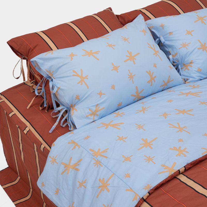 Starry brown Stripe Duvet Cover - Q size