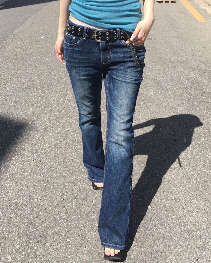 Blue washing boots cut pants