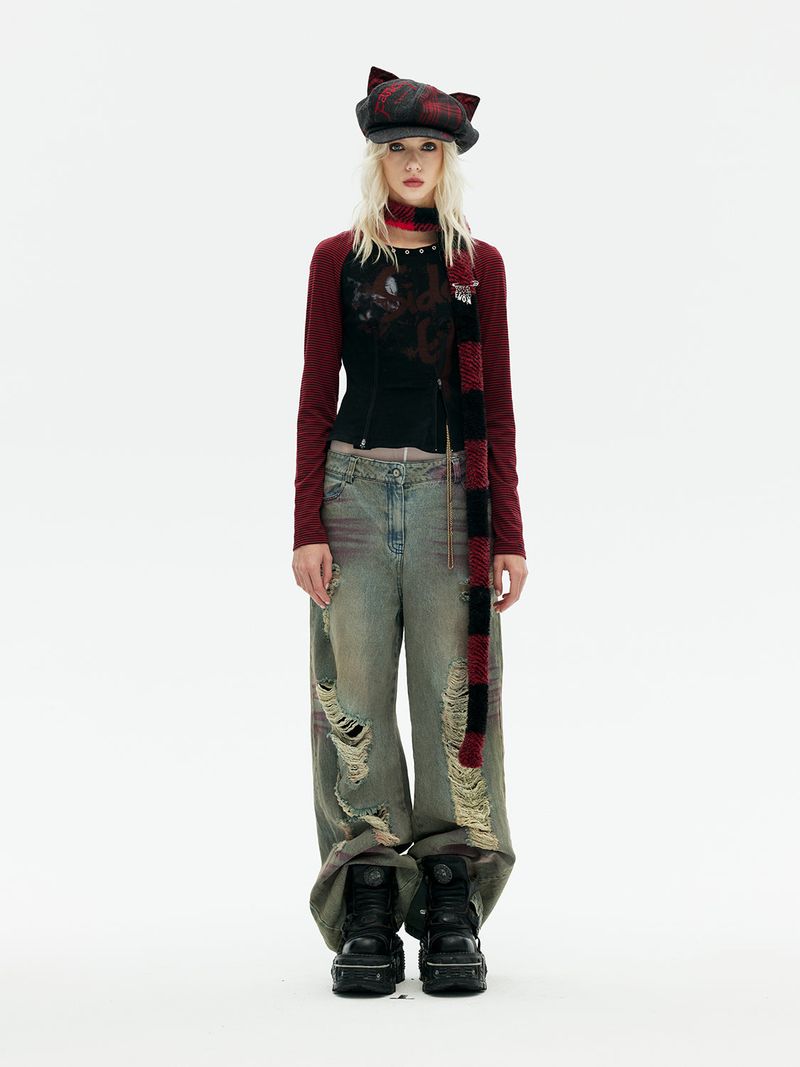 Emoha Asuka's punk cat ear newsboy hat