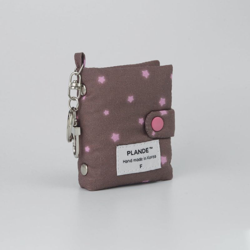 Mini 3-Ring Diary Keyring - Pink Star Brown
