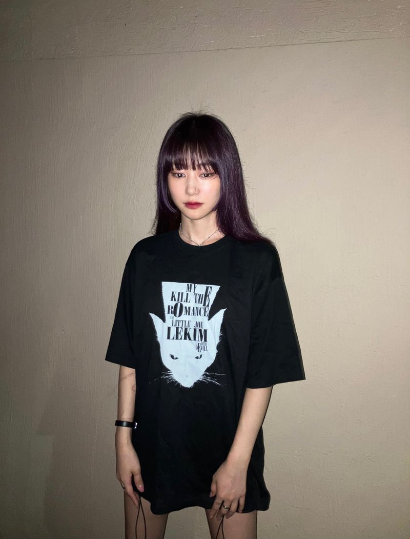 LEKIM DEVILL CAT T-SHIRT PIGMENT BLACK