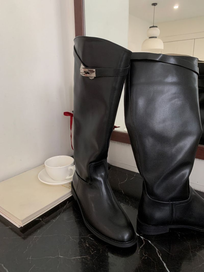 Maison Core Classic Buckle Leather Long Boots