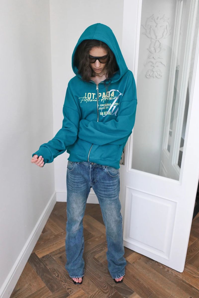 26SS★ ハイネックヴィンテージグラフィックフーディージップアップ