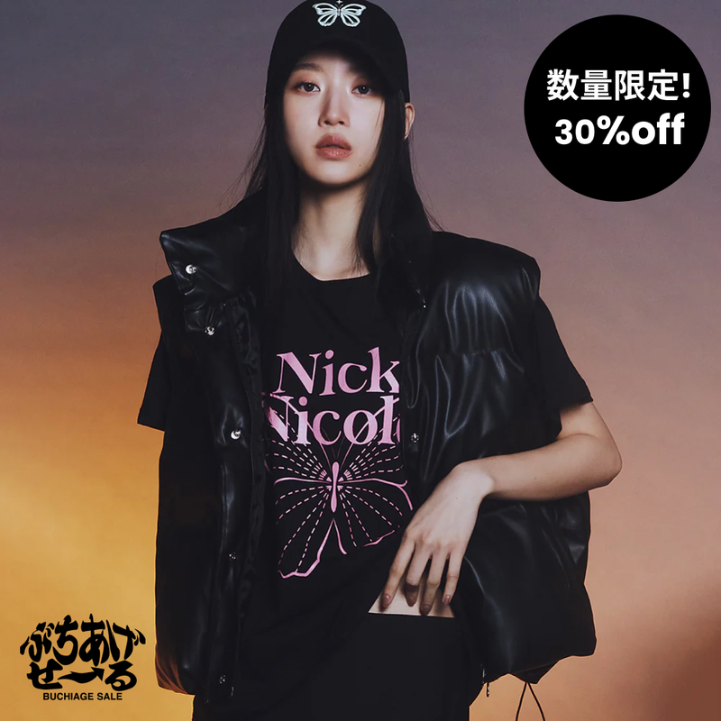 NICK&NICOLE（ニック＆ニコール）の「【数量限定】BIG BUTTERFLY SLEEVE TOP_BLACK PINK （Tops）」