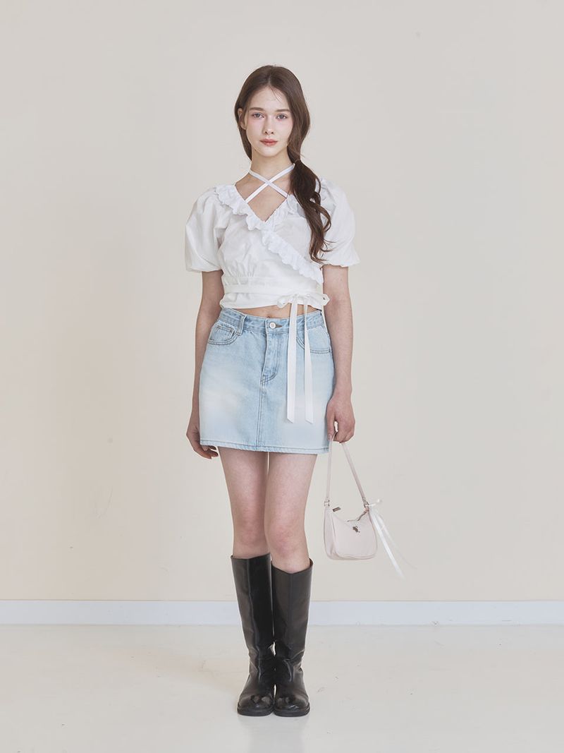 Rosie denim skirt (Light blue)