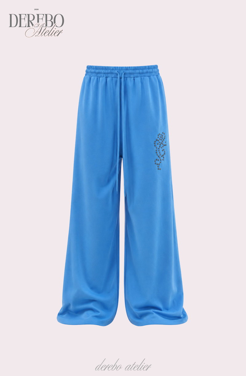 Blue beads banding wide pants