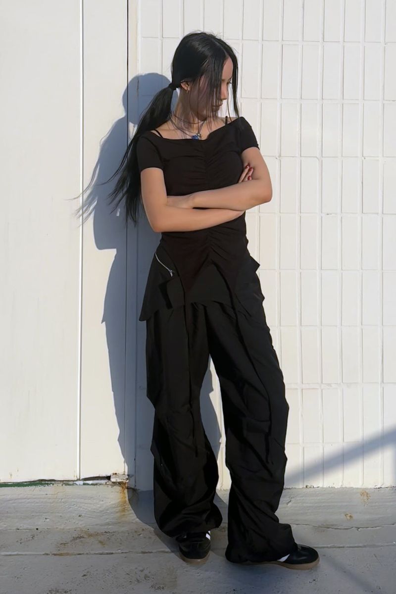 BELT LAYER PANTS / BLACK