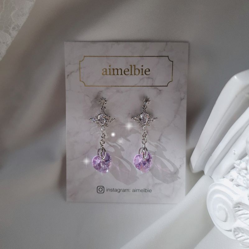 Angelic Heart Crystal Earring - Violet